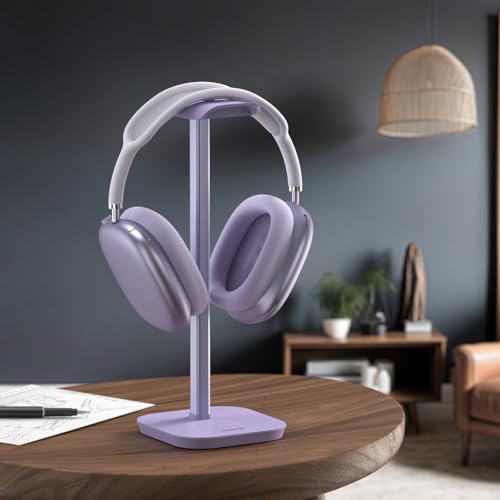 Headset Halterung, doenci Kopfhörer Ständer (Violett) für Alle Over Ear Bluetooth Kopfhörer, Universal Kopfhörer Halter mit Gewichtete Basis + Aluminiumrohr, Gaming Headset Ständer Halter Schreibtisch Bild 6