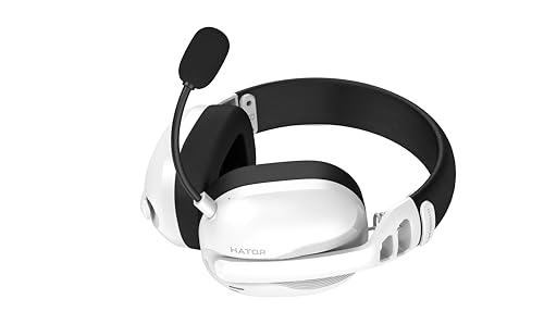 HATOR Hyperpunk 3 Wireless Gaming-Headset – Kabellos, Hi-Res Audio, Hybrid ANC, 40mm Treiber, Bluetooth & 2.4GHz, 45h Akku, abnehmbares Mikrofon, USB-C – für PC, PS5, Weiß Bild 2