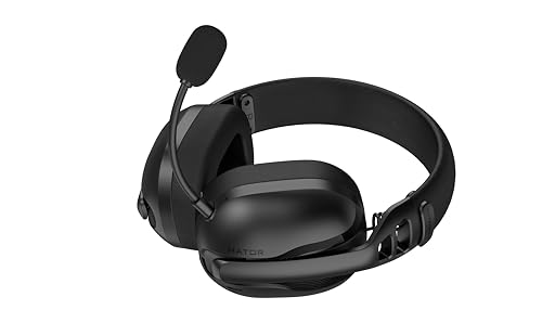 HATOR Hyperpunk 3 Wireless Gaming-Headset – Kabellos, Hi-Res Audio, Hybrid ANC, 40mm Treiber, Bluetooth & 2.4GHz, 45h Akku, abnehmbares Mikrofon, USB-C – für PC, PS5, Schwarz Bild 2