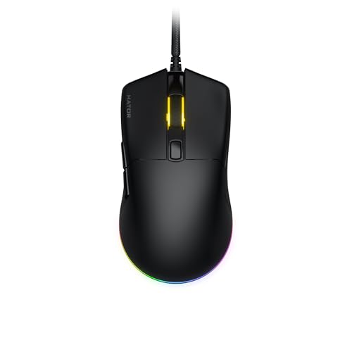 HATOR Pulsar 3 Gaming Maus – 12.000 DPI, PixArt Sensor, 62g, RGB, USB, PTFE-Gleiter, Paracord-Kabel, Optical Switches 100M, Windows 10/11, Schwarz Bild 1