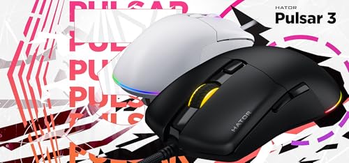 HATOR Pulsar 3 Gaming Maus – 12.000 DPI, PixArt Sensor, 62g, RGB, USB, PTFE-Gleiter, Paracord-Kabel, Optical Switches 100M, Windows 10/11, Schwarz Bild 7