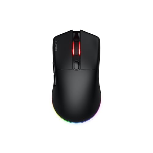 HATOR Pulsar 3 Wireless Gaming-Maus – 11.000 DPI, 2.4GHz/Bluetooth/USB, 68g, RGB, PTFE-Gleiter, Paracord-Kabel, Optical Switches 100M, Windows/Mac/Linux - Schwarz Bild 1