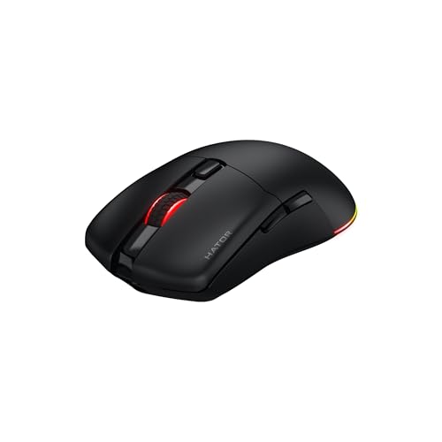 HATOR Pulsar 3 Wireless Gaming-Maus – 11.000 DPI, 2.4GHz/Bluetooth/USB, 68g, RGB, PTFE-Gleiter, Paracord-Kabel, Optical Switches 100M, Windows/Mac/Linux - Schwarz Bild 2