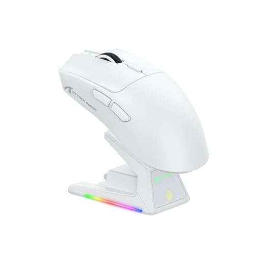 ATTACK SHARK X1 Gaming Mouse with Touchpad RGB Charging Dock, PixArt PAW3395PRO Gaming Sensor, BT/2.4G Wireless/Wired Gaming Mouse, 40000 DPI, 53g Superlight Gamer Mice for Win11/Xbox/PS/Mac (White) Bild 1