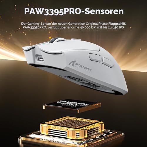 ATTACK SHARK X1 Gaming Mouse with Touchpad RGB Charging Dock, PixArt PAW3395PRO Gaming Sensor, BT/2.4G Wireless/Wired Gaming Mouse, 40000 DPI, 53g Superlight Gamer Mice for Win11/Xbox/PS/Mac (White) Bild 5