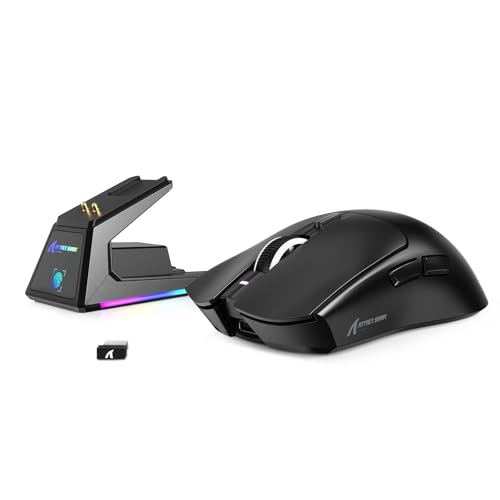 MAMBASNAKE x Attack Shark X1 Gaming-Maus mit Ladestation, 49g Ultralight, 40K DPI PAW3395 PRO-Sensor, 1000Hz Abfragerate, BT/2,4G Wireless/Wired PC Office-Maus mit Grip Tape für Mac/Win11 - Schwarz Bild 1