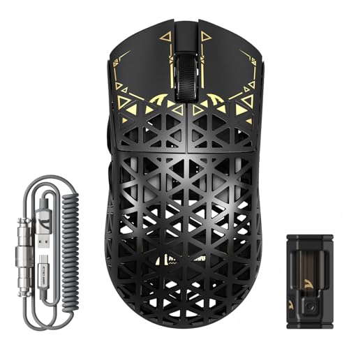 ATTACK SHARK R5 Ultra Carbonfaser Gaming-Maus, 39g Superlight, 8000Hz Kabellose Mouse, 42000 DPI, PAW3950MAX-Sensor, Nordic 52840 MCU, Bluetooth/2.4G/Kabelgebundene, mit Spiralkabel, PC/Mac, Schwarz Bild 1