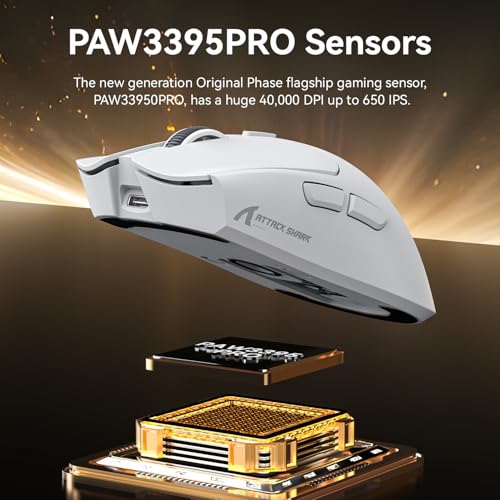 ATTACK SHARK X1 Gaming Mouse with Touchpad RGB Charging Dock, PixArt PAW3395PRO Gaming Sensor, BT/2.4G Wireless/Wired Gaming Mouse, 40000 DPI, 53g Superlight Gamer Mice for Win11/Xbox/PS/Mac (Black) Bild 5
