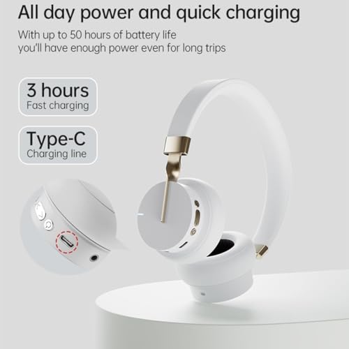Kabelloses Gaming-Headset, Over-Ear-Kopfhörer mit aktiver Geräuschunterdrückung, 40 mm große dynamische Spule, 50 Stunden Spielzeit, HiFi-Stereo-Headset für Video-Meetings, Musik, Gaming und Bild 4