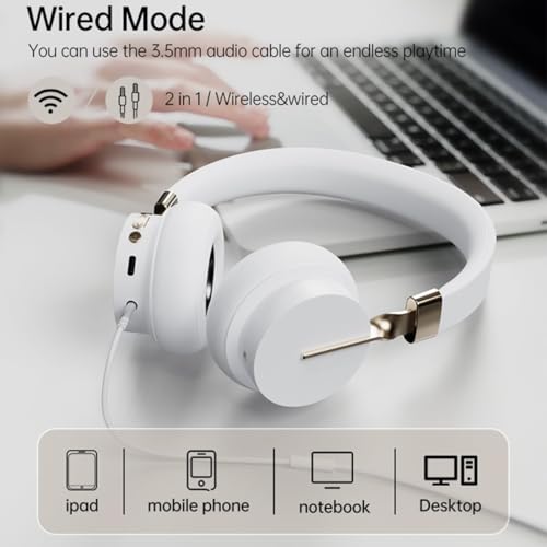 Kabelloses Gaming-Headset, Over-Ear-Kopfhörer mit aktiver Geräuschunterdrückung, 40 mm große dynamische Spule, 50 Stunden Spielzeit, HiFi-Stereo-Headset für Video-Meetings, Musik, Gaming und Bild 5