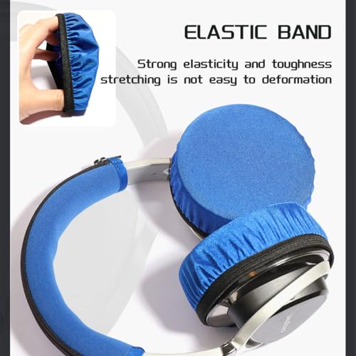 6 Stücke Kopfhörer Ohrpolster - Dehnbare Waschbare Abdeckungen aus Flexiblem Stoff, Headset Ohrpolster, Schweißschutz für Fitnessstudio, Gaming (Schwarz+Grau+Blau) Bild 4
