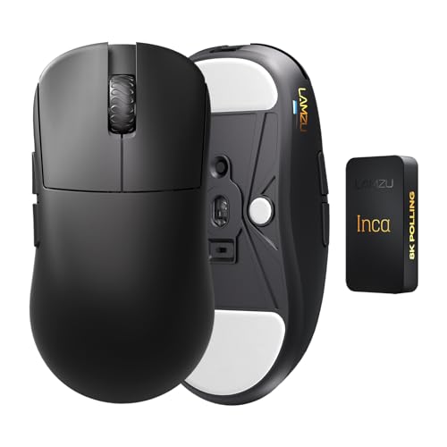 Lamzu Inca Gaming Maus, 8K Polling Rate, Optische Schalter, staubdichter Encoder (Schwarz) Bild 2