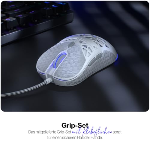 ENDORFY LIV Onyx White, weiß Gaming Maus, Ultraleichtes Design (54 g), Maximal 12.000 DPI, PixArt PAW3311, Kailh GM 4.0, USB-A, Dedizierte Software, ARGB-Hintergrundbeleuchtung, EY6A021 Bild 3