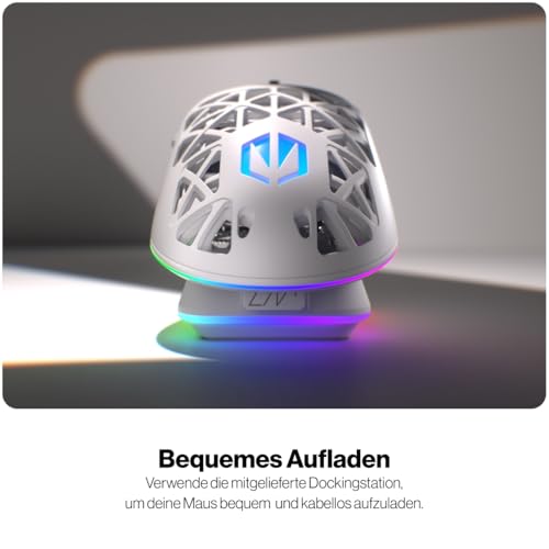 ENDORFY LIV Plus Wireless Onyx White, weiß Gaming Maus, Maus kabellos, Ladestation im Set, Ultraleichtes Design (69 g), Maximal 26.000 DPI, PixArt PAW3395, 2.4GHz, BT, USB-A, EY6A017 Bild 2