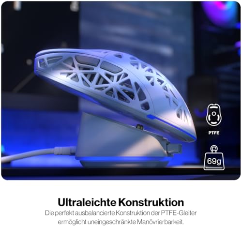 ENDORFY LIV Plus Wireless Onyx White, weiß Gaming Maus, Maus kabellos, Ladestation im Set, Ultraleichtes Design (69 g), Maximal 26.000 DPI, PixArt PAW3395, 2.4GHz, BT, USB-A, EY6A017 Bild 3