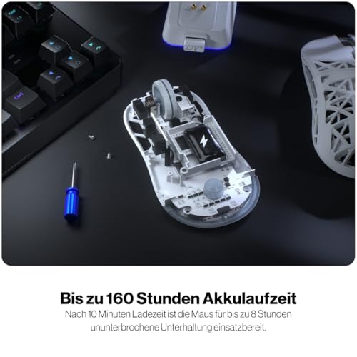 ENDORFY LIV Plus Wireless Onyx White, weiß Gaming Maus, Maus kabellos, Ladestation im Set, Ultraleichtes Design (69 g), Maximal 26.000 DPI, PixArt PAW3395, 2.4GHz, BT, USB-A, EY6A017 Bild 4