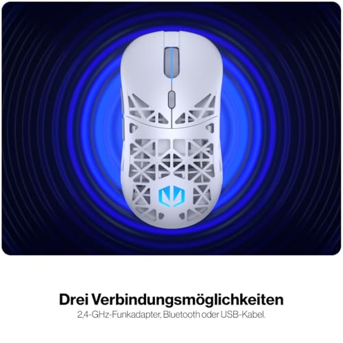 ENDORFY LIV Plus Wireless Onyx White, weiß Gaming Maus, Maus kabellos, Ladestation im Set, Ultraleichtes Design (69 g), Maximal 26.000 DPI, PixArt PAW3395, 2.4GHz, BT, USB-A, EY6A017 Bild 6