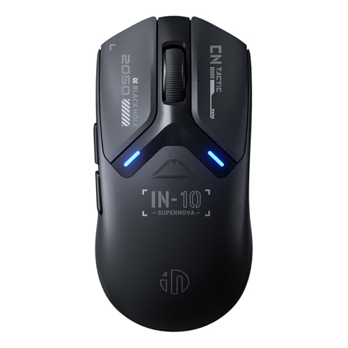 inphic IN10P Gaming-Maus Kabellos, Tri-Mode 2,4G/ USB-C Kabel/Bluetooth Wireless Gaming Maus, 60g Superleicht, 26.000 DPI, PAW3395 Sensor, 8 kHz Abtastrate, Vollständig Programmierbar, Schwarz Bild 1