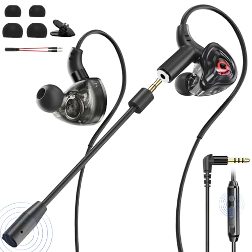 ShinePick In Ear Gaming Headset, In-Ear Kopfhörer mit Kabel 3,5 mm, Abnehmbarer Mikrofon, kabelgebundene Kopfhörer für Smartphone, MP3/MP4 Player, Computer, Laptop, Tablet (Rot) Bild 1