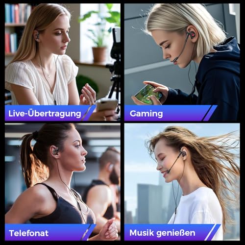 ShinePick In Ear Gaming Headset, In-Ear Kopfhörer mit Kabel 3,5 mm, Abnehmbarer Mikrofon, kabelgebundene Kopfhörer für Smartphone, MP3/MP4 Player, Computer, Laptop, Tablet (Rot) Bild 7
