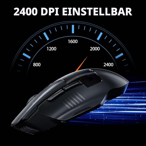inphic A9 Explorer Bluetooth Maus, Dual-Mode Bluetooth 5.0/2.4G Maus kabellos Aufladbar, 2400 DPI, RGB-Atmungslicht, sichtbare Akku-Anzeige, Funkmaus für Laptop/PC/Computer Bild 4