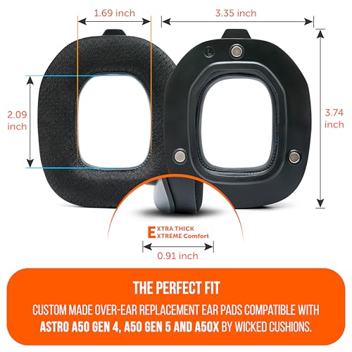 WC Mod Kit A50 – Kühlgel-Ohrpolster + Kopfbügelersatz für Astro A50 Gen 4, Gen 5 und A50X von Wicked Cushions | Verbesserter Komfort, Kühlung und Haltbarkeit | Black Bild 5