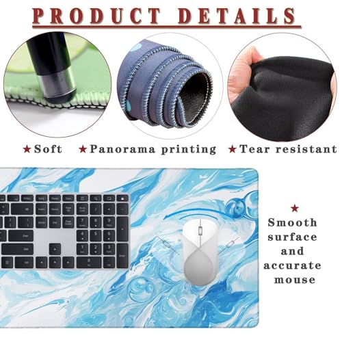 Mauspad XXL 1400x800x4mm Wasserdicht Schreibtischunterlage rutschfeste Speed Gaming Mousepad Blue (14) Groß Desk Mouse Mat Maus Pad, Schreibtisch Unterlage Deko für PC, MacBook, Laptop, Home Office Bild 4