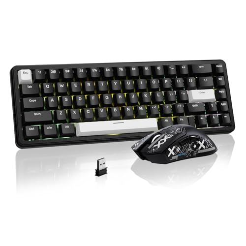 ATTACK SHARK Gaming-Tastatur & -Maus-Set, X65 HE Kabelgebundene Magnettastatur und R1 Kabellose 59g Superleichte Maus (8000Hz, RT 0,01mm, RGB, 65h Akku) - Schwarz Bild 1