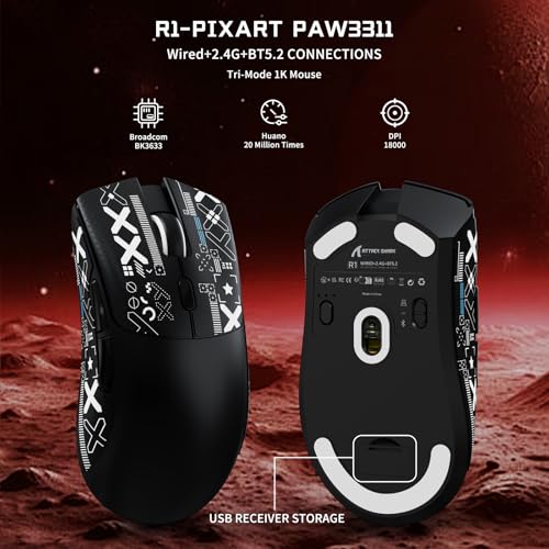 ATTACK SHARK Gaming-Tastatur & -Maus-Set, X65 HE Kabelgebundene Magnettastatur und R1 Kabellose 59g Superleichte Maus (8000Hz, RT 0,01mm, RGB, 65h Akku) - Schwarz Bild 6