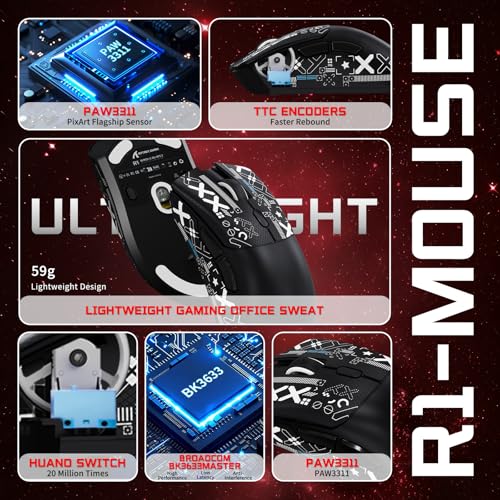 ATTACK SHARK Gaming-Tastatur & -Maus-Set, X65 HE Kabelgebundene Magnettastatur und R1 Kabellose 59g Superleichte Maus (8000Hz, RT 0,01mm, RGB, 65h Akku) - Schwarz Bild 7