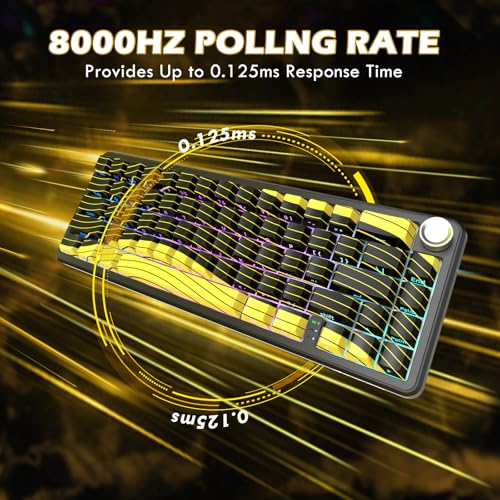 MAMBASNAKE X Attack Shark Tri-Mode-Funktastatur-Maus-Kombination, X65PRO HE Tastatur mit Magnetschaltern und Rapid-Trigger, 0,01 mm RT-Genauigkeit (8 kHz), X11 Maus mit RGB-Magnetladestation – Gelb Bild 3