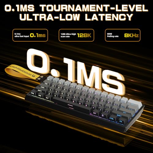 MAMBASNAKE x Attack Shark X60HE Rapid Trigger Kabellose Tastatur & X11 Gaming-Maus mit 8K-Spiralkabel, QWERTY RGB-Tastatur mit 0,01mm RT Magnetschalter, 22K-DPI-PixArt-PAW3311-Sensor Maus - Grau Bild 3
