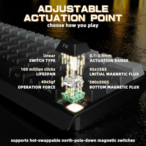 MAMBASNAKE x Attack Shark X60HE Rapid Trigger Kabellose Tastatur & X11 Gaming-Maus mit 8K-Spiralkabel, QWERTY RGB-Tastatur mit 0,01mm RT Magnetschalter, 22K-DPI-PixArt-PAW3311-Sensor Maus - Grau Bild 4