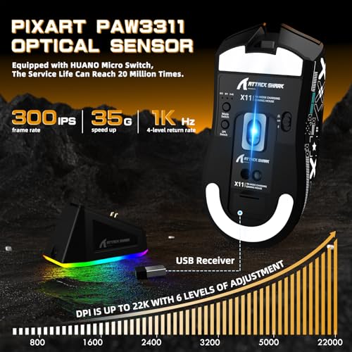 MAMBASNAKE x Attack Shark X60HE Rapid Trigger Kabellose Tastatur & X11 Gaming-Maus mit 8K-Spiralkabel, QWERTY RGB-Tastatur mit 0,01mm RT Magnetschalter, 22K-DPI-PixArt-PAW3311-Sensor Maus - Grau Bild 6