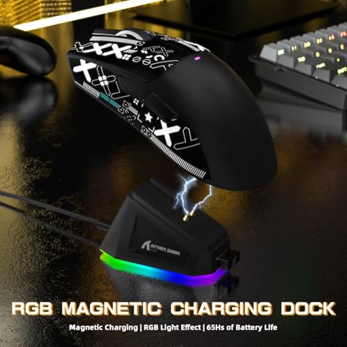 MAMBASNAKE x Attack Shark X60HE Rapid Trigger Kabellose Tastatur & X11 Gaming-Maus mit 8K-Spiralkabel, QWERTY RGB-Tastatur mit 0,01mm RT Magnetschalter, 22K-DPI-PixArt-PAW3311-Sensor Maus - Grau Bild 7