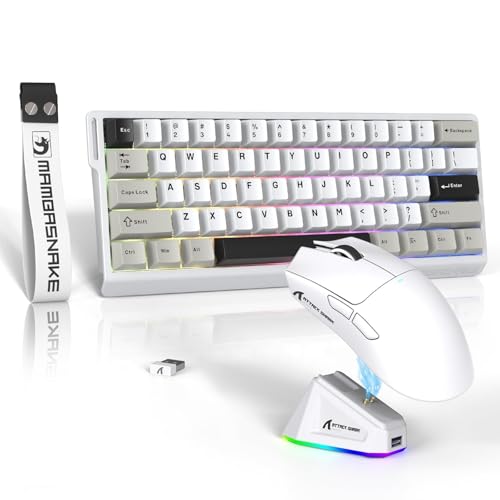 ATTACK SHARK x MAMBASNAKE X60HE Magnetische Tastatur mit X11 Gaming-Maus, kabelloses Tastatur- und Maus-Set, BT/2.4G/USB-C, Rapid Trigger, 8K Polling-Rate, PAW3311, 22000 DPI, ultraleichte Maus–Weiß Bild 1