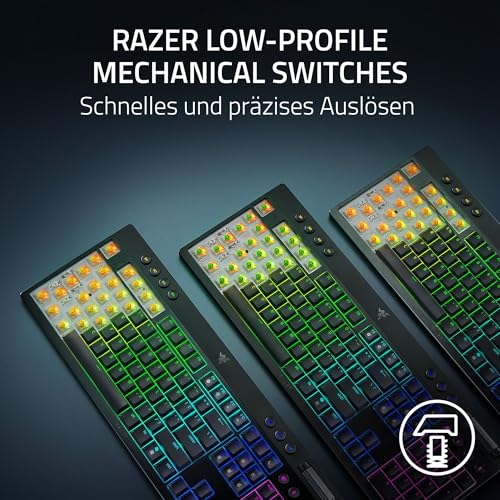 Razer BlackWidow V4 Low-Profile HyperSpeed - Kabellose, Flache mechanische Gaming-Tastatur (HyperSpeed Wireless & BT, Multifunktionaler Drehregler & 11 Funktionstasten) Green Switches | US-Layout Bild 2