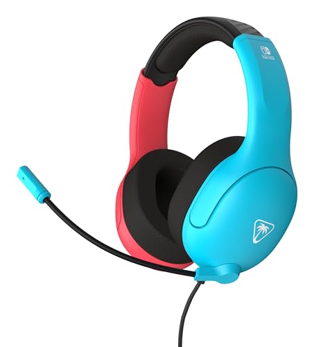 Turtle Beach Airlite Fit Neon Blau und Rot Wired Gaming Headset Offiziell Lizenziert für Nintendo Switch, Lite und OLED – Flip-to-Mute Mic, Over-Ear Premium Komfort Bild 1