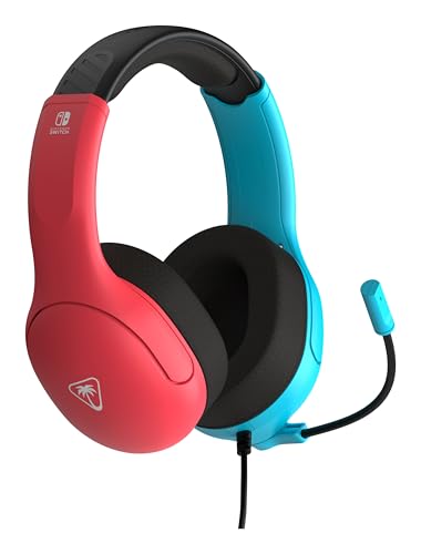Turtle Beach Airlite Fit Neon Blau und Rot Wired Gaming Headset Offiziell Lizenziert für Nintendo Switch, Lite und OLED – Flip-to-Mute Mic, Over-Ear Premium Komfort Bild 3
