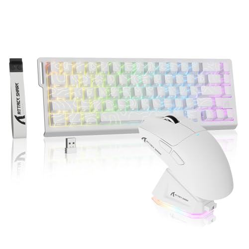 MAMBASNAKE × Attack Shark kabellose Tastatur und Maus mit magnetschaltern, 8-kHz-Rapid-Trigger-Tastatur, tri-Mode-Gaming-Maus (59g) für pc/mac(weiß) Bild 1