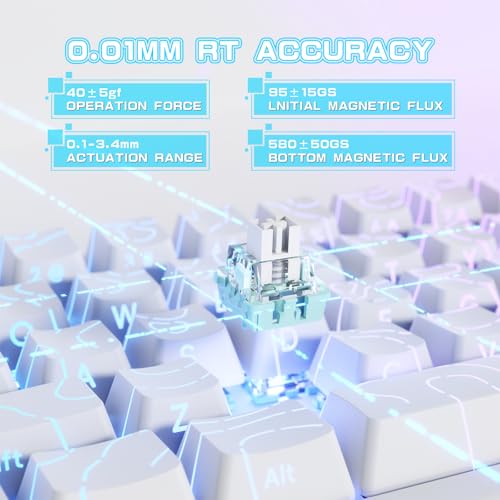 MAMBASNAKE × Attack Shark kabellose Tastatur und Maus mit magnetschaltern, 8-kHz-Rapid-Trigger-Tastatur, tri-Mode-Gaming-Maus (59g) für pc/mac(weiß) Bild 4