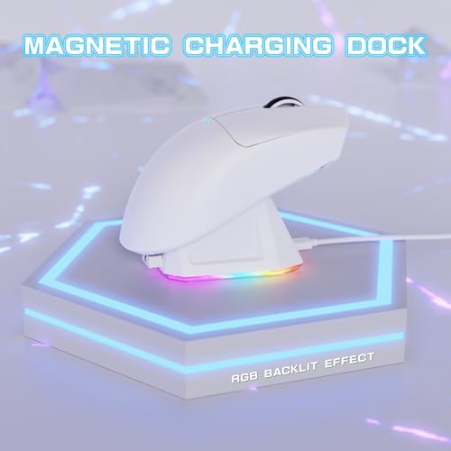 MAMBASNAKE × Attack Shark kabellose Tastatur und Maus mit magnetschaltern, 8-kHz-Rapid-Trigger-Tastatur, tri-Mode-Gaming-Maus (59g) für pc/mac(weiß) Bild 6