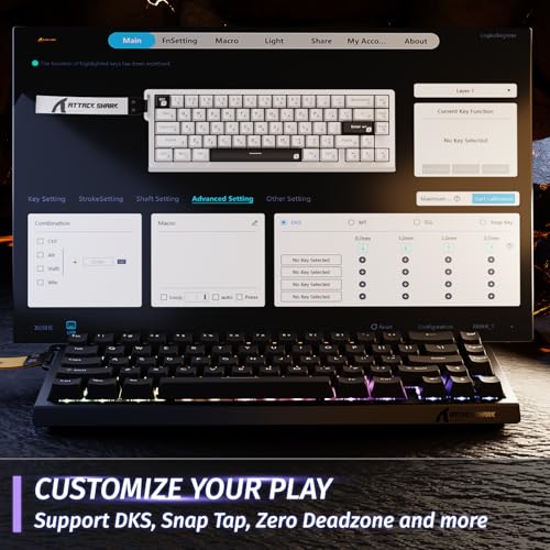 MAMBASNAKE ATTACK SHARK X68 HE Rapid Trigger-Tastatur & R1-Maus & 8KHz-Spiralkabel Kombinationen, 0,01 mm RT-Genauigkeit, 8KHz Wired Magnetische Tastatur, R1 Kabellose Gaming-Maus, für PC/Mac –Schwarz Bild 5