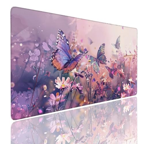 Mauspad XXL 1400x800x4mm Wasserdicht Schreibtischunterlage rutschfeste Speed Gaming Mousepad Butterfly (1) Groß Desk Mouse Mat Maus Pad, Schreibtisch Unterlage Deko für PC, Laptop, Home Office Bild 1