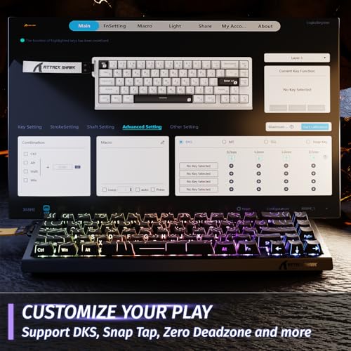 MAMBASNAKE ATTACK SHARK X68 HE Rapid Trigger-Tastatur & R1-Maus & 8KHz-Spiralkabel Kombinationen, 0.01mm RT Accuracy, 8KHz Magnetische Tastatur, R1 Kabellose Gaming-Maus, für PC/Mac–Schwarze Konturen Bild 4