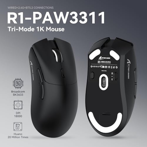 MAMBASNAKE ATTACK SHARK X68 HE Rapid Trigger-Tastatur & R1-Maus & 8KHz-Spiralkabel Kombinationen, 0.01mm RT Accuracy, 8KHz Magnetische Tastatur, R1 Kabellose Gaming-Maus, für PC/Mac–Schwarze Konturen Bild 6