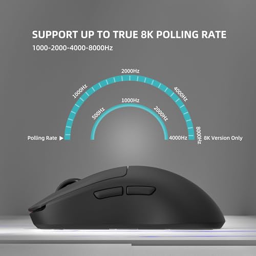 7KEYS Z2 Kabellose Gaming-Maus, PAW 3395 Sensor, 26000 DPI, 65 g, ultraleicht, schmutzabweisend und ergonomisch, komfortables Gefühl, Tri-Modus-Verbindungen für Gaming (Z2, Schwarz, 4 kHz) Bild 6