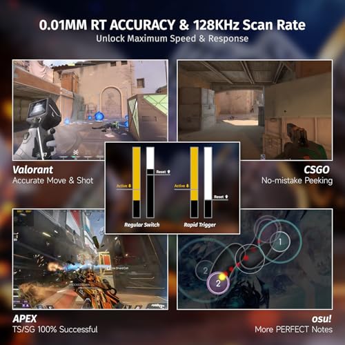ATTACK SHARK X68 HE & R1 Gaming Tastatur Maus Set, 8000 Hz Rapid Trigger-Kabeltastatur, 0,01mm RT-Genauigkeit, Snap Tap, 59g SUPERLIGHT Kabellose Maus, 18000DPI, Bluetooth/Kabel/2,4G, Schwarz Konturen Bild 3