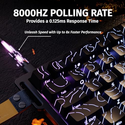 ATTACK SHARK X68 HE & R1 Gaming Tastatur Maus Set, 8000 Hz Rapid Trigger-Kabeltastatur, 0,01mm RT-Genauigkeit, Snap Tap, 59g SUPERLIGHT Kabellose Maus, 18000DPI, Bluetooth/Kabel/2,4G, Schwarz Konturen Bild 4
