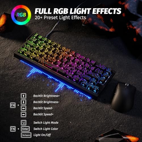 ATTACK SHARK X68 HE & R1 Gaming Tastatur Maus Set, 8000 Hz Rapid Trigger-Kabeltastatur, 0,01mm RT-Genauigkeit, Snap Tap, 59g SUPERLIGHT Kabellose Maus, 18000DPI, Bluetooth/Kabel/2,4G, Schwarz Konturen Bild 6